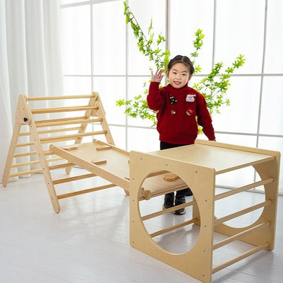 幼儿园可折叠儿童攀爬架实木家用室内宝宝滑梯爬爬架感统训练玩具