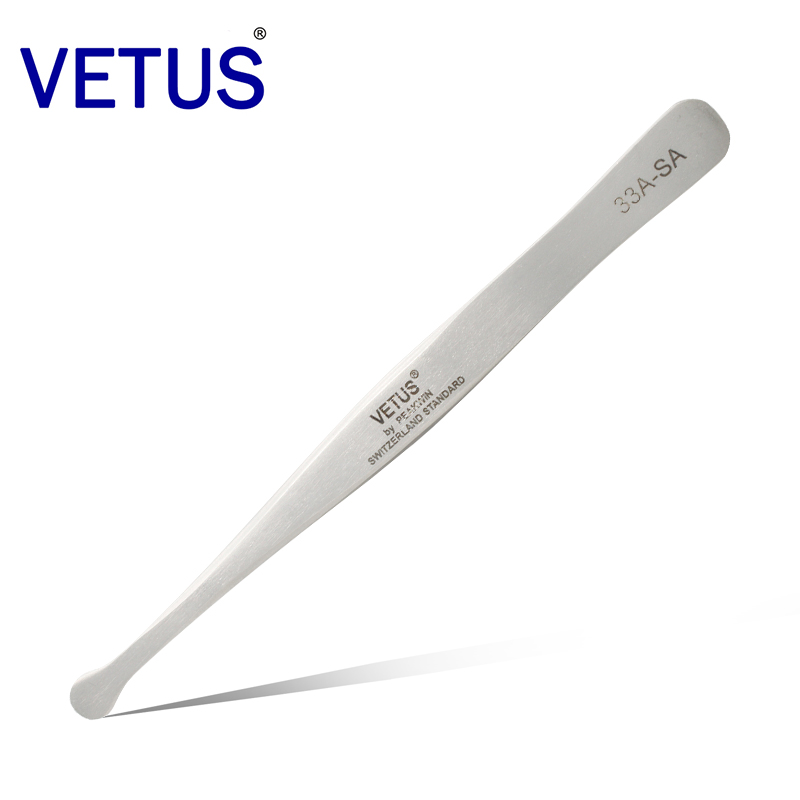 VETUS 不锈钢高精密镊子 平头 大圆头 斜铲邮票镊子 晶元片镊子