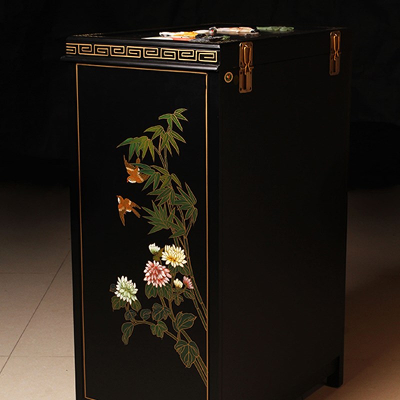 扬州漆器厂骨石镶嵌客厅玄关斗柜轻奢高级感储物柜餐边柜一体客厅