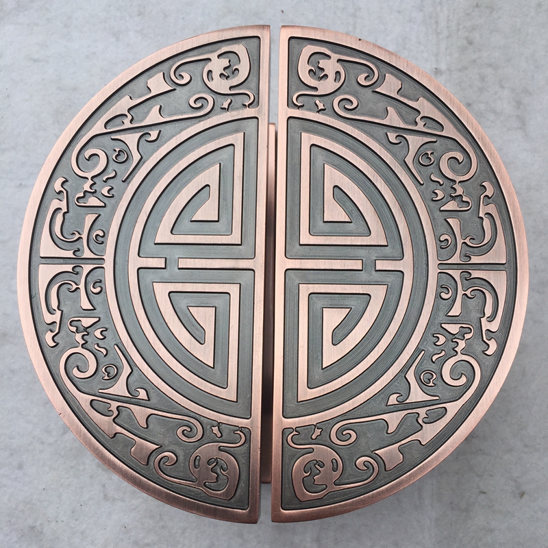 半圆大拉手黑色玻璃门圆形把手双开门对装大门扶手实木门柜门拉把