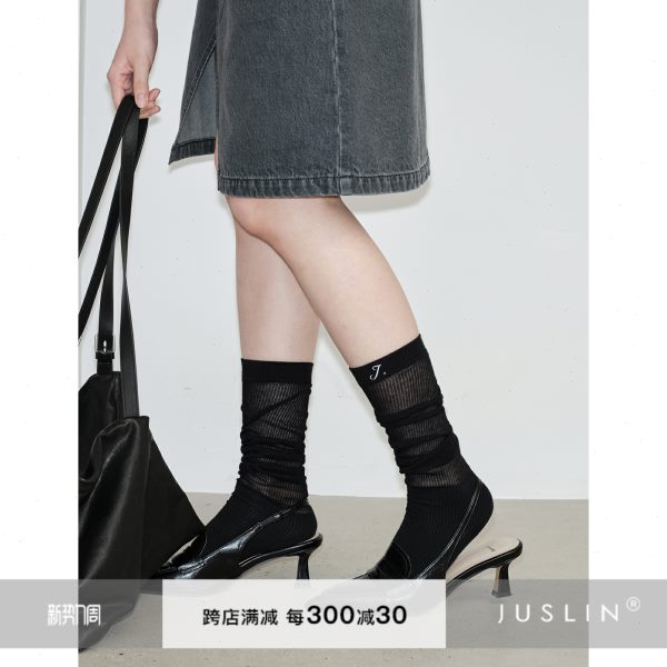 条IN刺绣i芭蕾简约堆堆袜U5百搭J0K风 系小21u腿*MSL坑 薄款时髦
