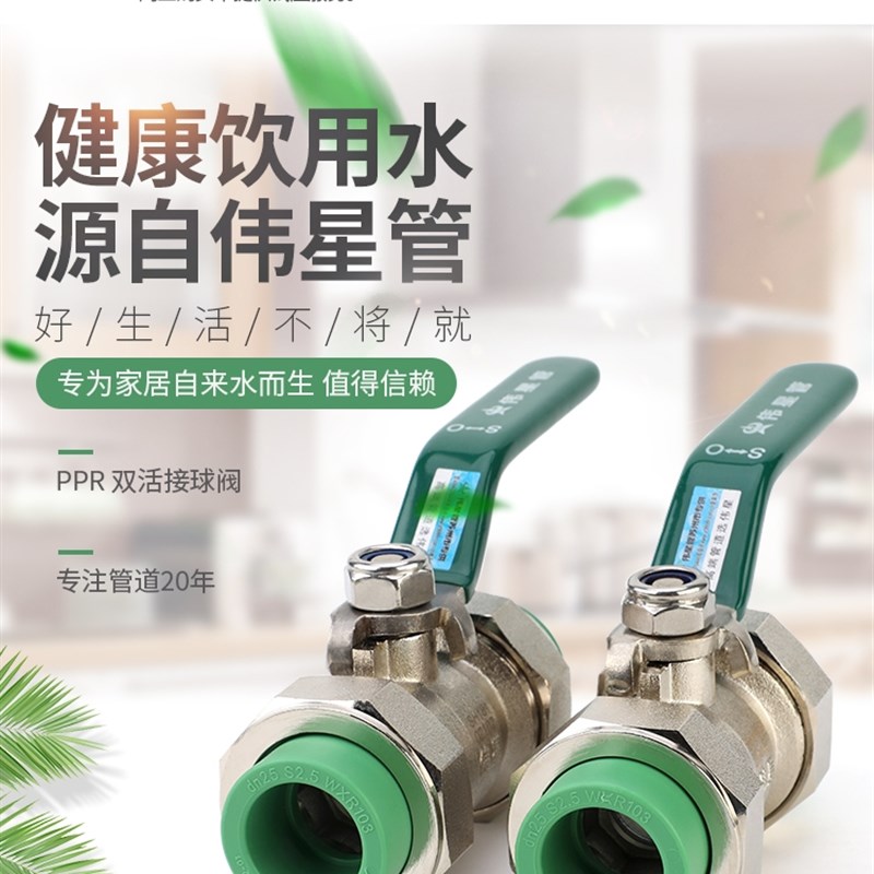 伟星PPR管配件6分4分双活接球阀热熔配件耐高温活接铜阀门总闸阀