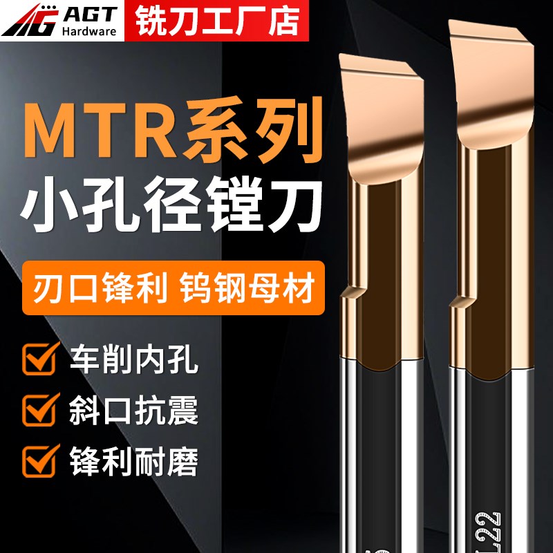 AGT MTR小孔径镗刀钨钢合金内孔刀抗震4R0.1镗孔铣刀微型车刀0.2