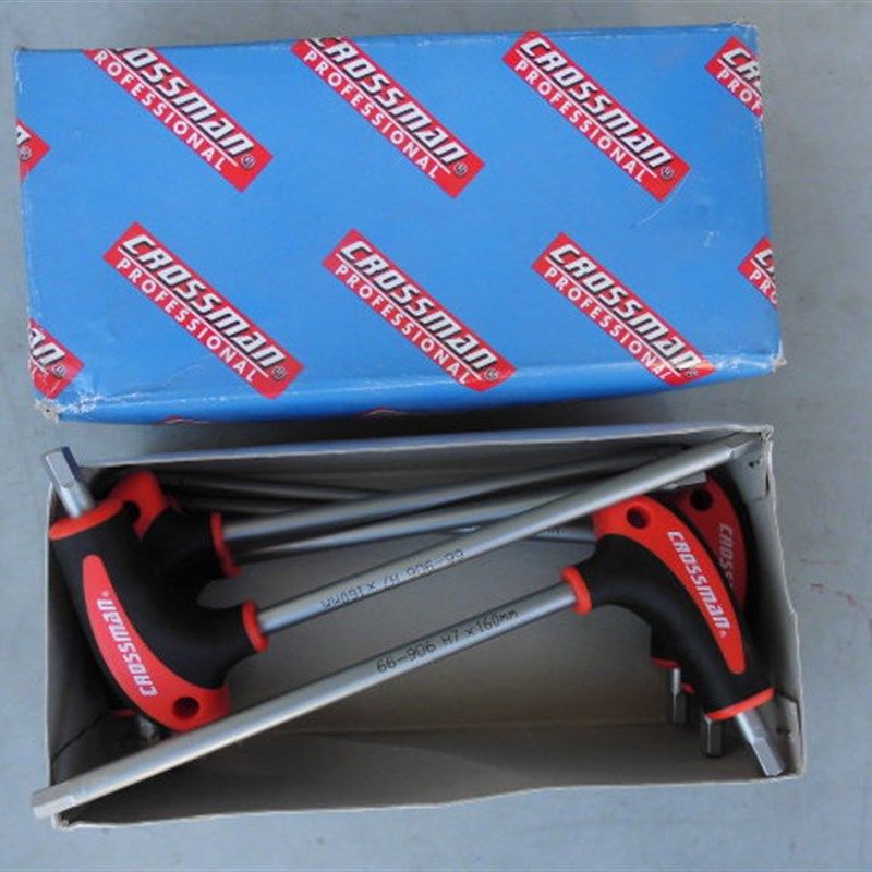 原装进口货美国十字牌平头六角扳手单支T型内六角六棱拐杖内六方