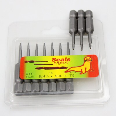 海狮Seals风批头S2H1/4*50L*TT5带磁梅花批嘴电批咀起子头带孔