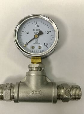 压力表 【含外丝ZG1/2三通接头 】Y-60w 直径60mm 压力1.6mpa