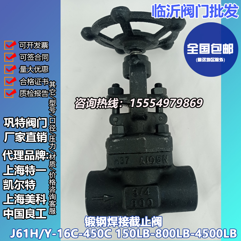 锻钢焊接截止阀 承插焊美标阀门节流阀J61Y/H-16C-100C150-800LB