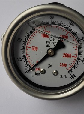 yn-100z-u 0~2300psi 0~160bar全不锈钢耐震充油压力表带支架