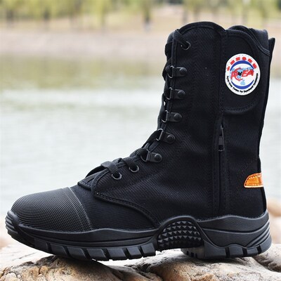 消防靴男黑色高帮消防员比武训练专用爬绳鞋女森林应急抢险救援靴