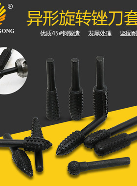 电动木工旋转锉刀 木雕根雕铣刀工具10件套 打磨头刀头雕刻刀套装
