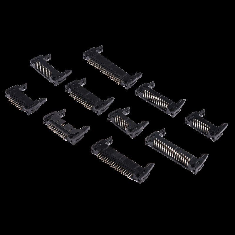 DC2牛角插座10P/14/16/20/26/34/40P直针 弯针牛角座2.54mm带卡扣