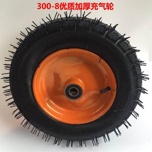 加厚300-8充气轮胎14寸橡胶轮手推车打气轮内胎 外胎 独轮车轮子