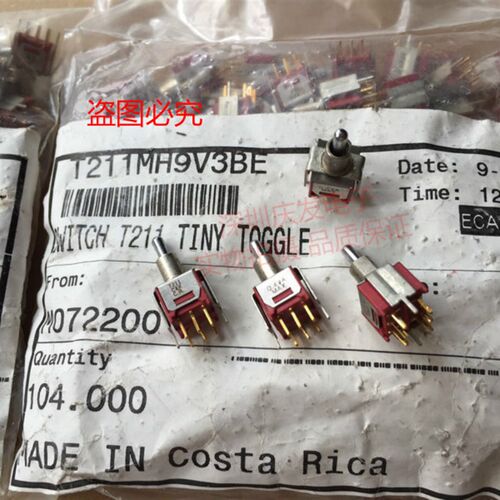 T211MH9V3BE原装美国C&K0.4VA镀金脚钮子开关摇臂6脚3档11*9*21mm