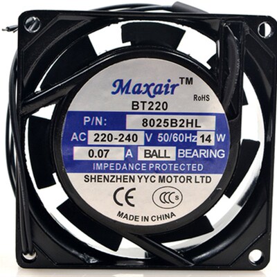 Maxair/BT8025B2HL轴流风机交流散热风扇8025B2HL滚珠轴承 (220V)