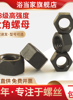 4.8/8.8/10.9/12.9级高强度发黑六角螺母螺帽M2M3M4M5M6M8M10M12