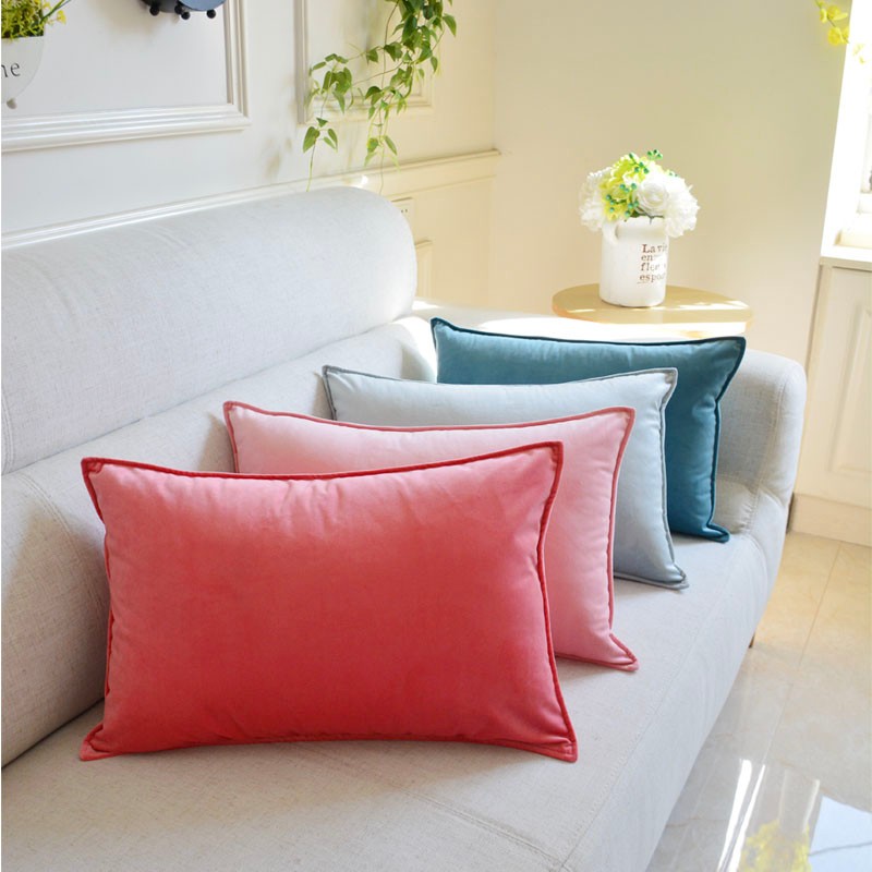 北欧天鹅绒客厅轻奢靠垫沙发抱枕长方形靠L枕套床头靠背垫护腰定