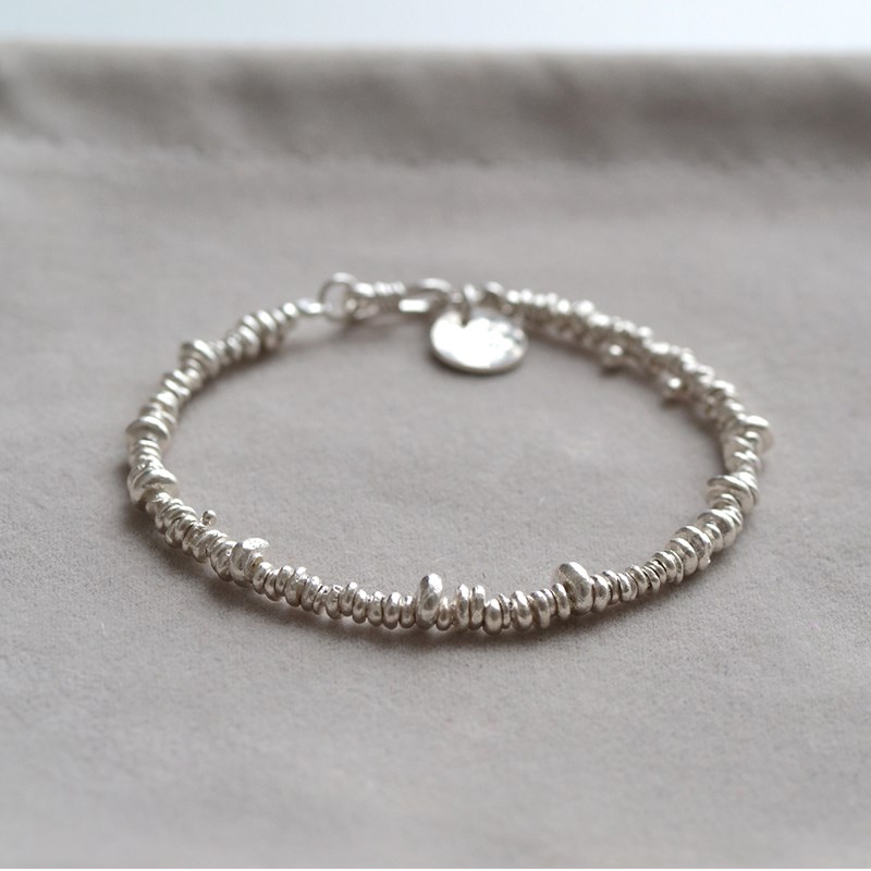 碎银几两  不规则碎银珠999足银手链女闺蜜情Q侣礼物古风特色简约