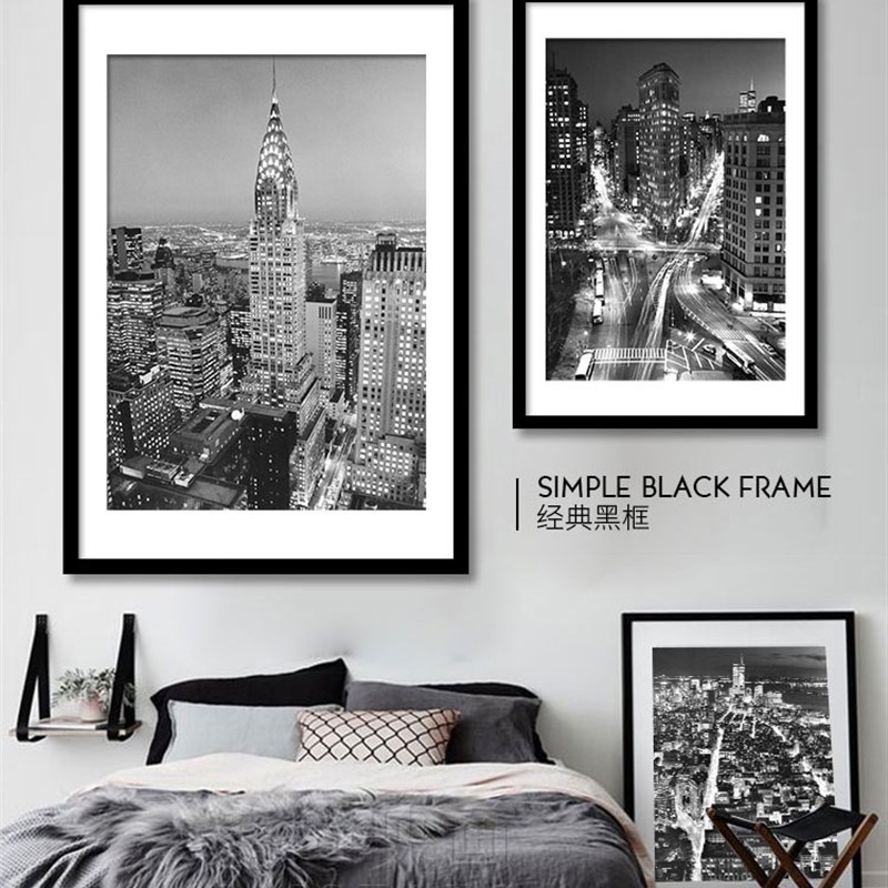 工业风 黑白建筑装饰画现代简约客厅餐厅挂画办公室大气艺术墙画图片