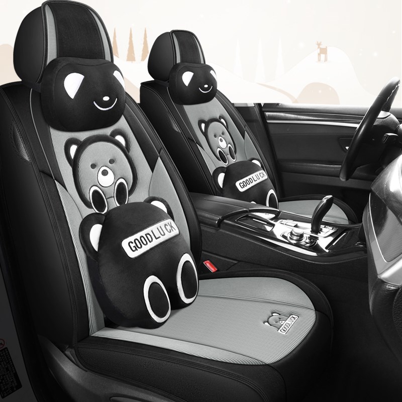汽车坐垫冬季短毛绒全包围座套冬天专用卡通小车座椅套保暖棉座垫