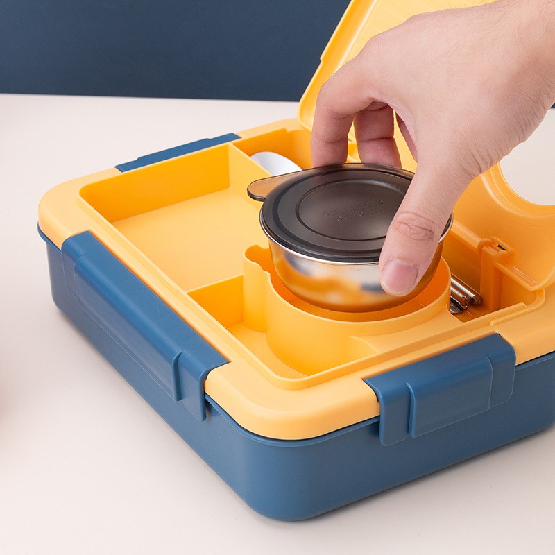 密封四分格大容量可拆分饭盒学生上班族式注水保温餐盒带汤盒