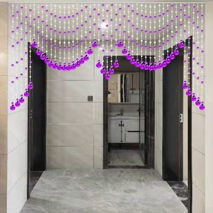 水晶珠帘装 卧室阳台家用免打孔 饰门帘过道玄关隔断帘新款 客厅欧式