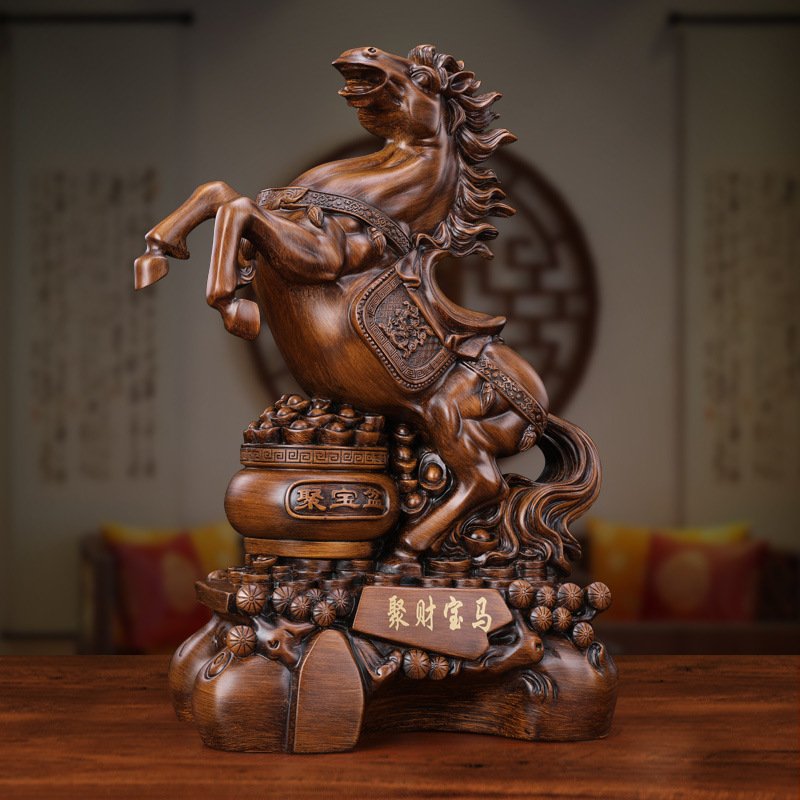 厂家 聚财中式马摆件创意酒柜乔迁商务礼品立马成功树脂工艺品