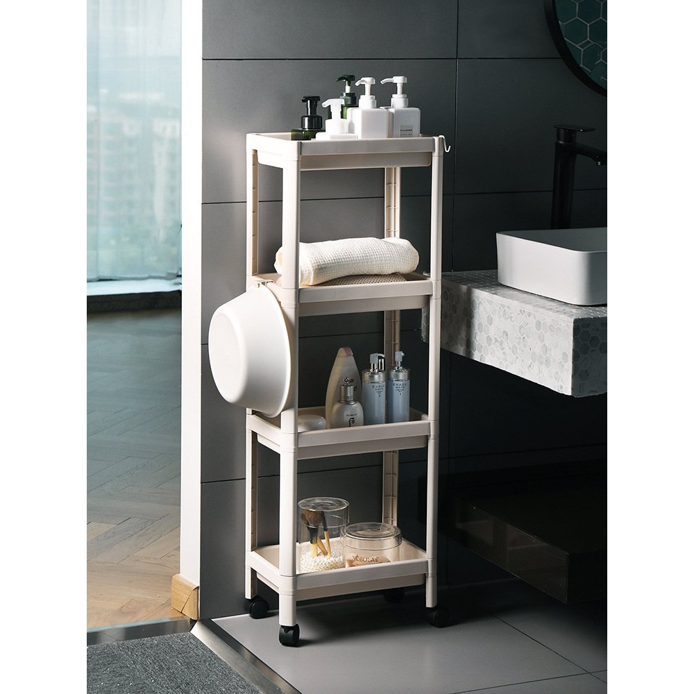 多功能简约可移动浴室收纳架卧室家用厨房置物架多层塑料落地带轮