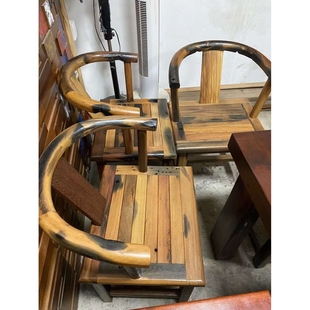 老船木茶桌椅组合船木圈椅沉船木椅子厂家 全实木家具新中式椅