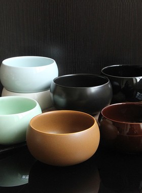 碗钵黑色复古佛碗黄色钵盂佛文化单个精致白瓷僧人米饭碗陶瓷青瓷