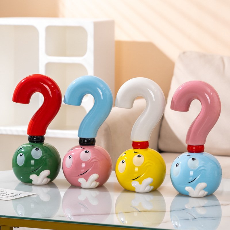 陶瓷家居问号摆件桌面存钱罐储蓄罐酒柜玄关客厅装饰品可一件代发