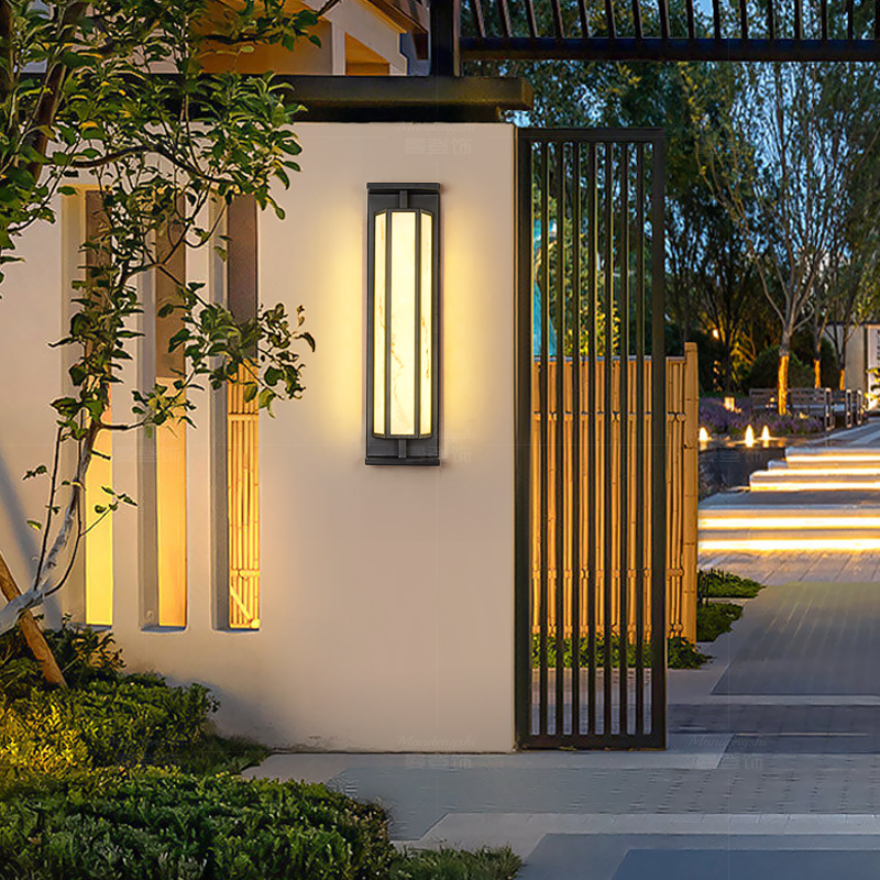 新中式户外防云石壁灯别墅庭院灯长壁灯室外防水门U口围墙柱子壁