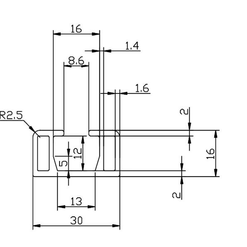 1630铝型材管夹导轨气管支架 1630导轨铝合金实验V室气路轨道支架