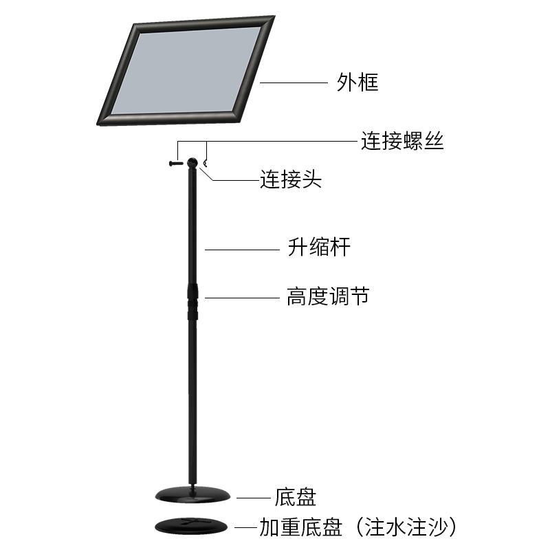不锈钢a4立牌展示牌指示牌立式广告牌水牌K展示架a3酒店导向牌落