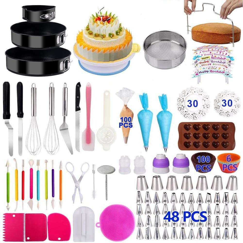 366件套蛋糕转台蛋糕装饰烘焙工具套装 裱花嘴翻糖组合