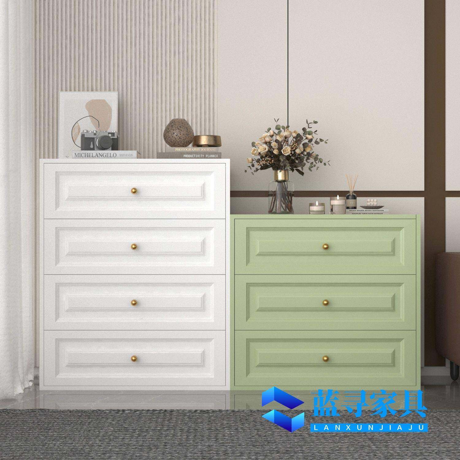 家用钢制五斗柜卧室收纳床头柜家居客厅沙发边柜铁艺储物收纳柜