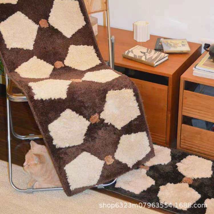 复古几何床边地毯长条卧室植绒地垫吸水防滑中古风床边高级地毯,电子元器件市场,其它元器件,淘宝优惠券,粉丝福利购,淘宝优惠卷