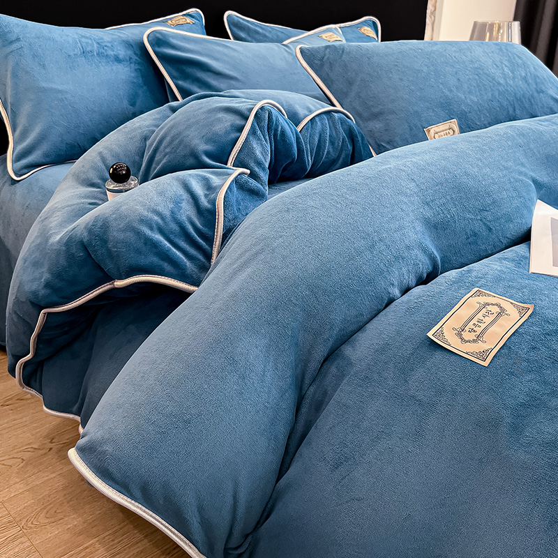 2023新款牛奶绒四件套冬季加厚A保暖珊瑚绒被套加绒床上用品三件