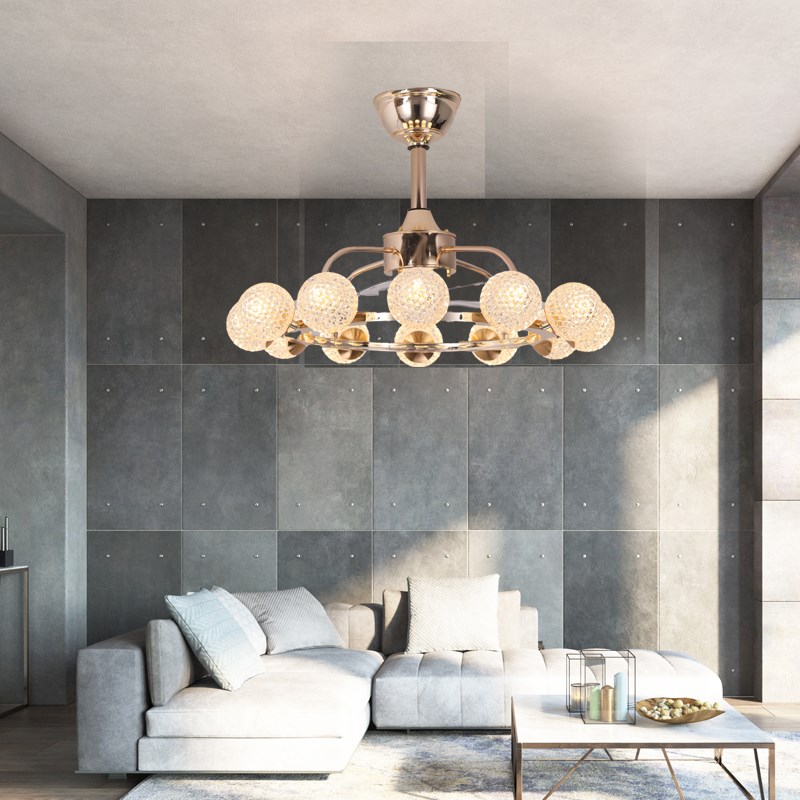 轻奢风扇灯客厅餐厅卧室一体吊扇H灯变频铜电机遥控语音控制