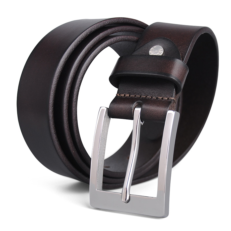 不锈钢皮带男真皮针扣头层纯牛皮C牛仔裤腰带男单层整张皮简约百