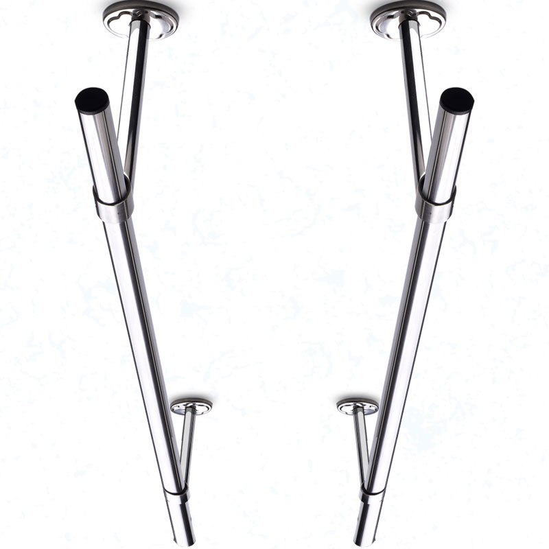 晾衣杆阳台顶装不锈钢固定式u单杆 304凉衣架不锈钢32加粗晒挂衣