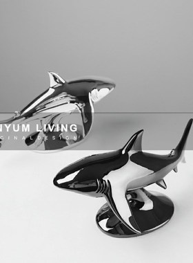 北欧风格简约办公室桌面摆设艺术C鲨鱼摆件创意家居软装饰品工艺