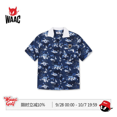 WAAC小恶魔官方春夏女士高尔夫服装KNIT COLLAR SHIRT短袖衬衫