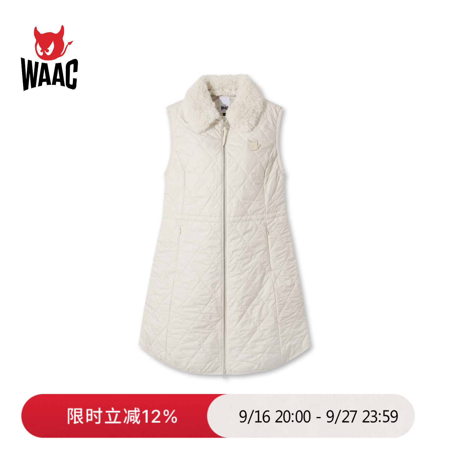 WAAC小恶魔官方女士高尔夫服装vest毛绒领棉马甲图片