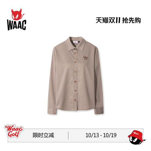 WAAC小恶魔官方早秋新品女士高尔夫服装Jersey Stripe Shirts衬衫