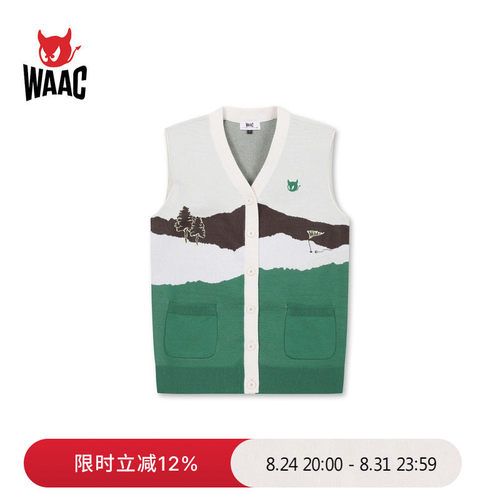 WAAC小恶魔官方早春女士高尔夫服装CARDIGAN VEST毛衣马甲