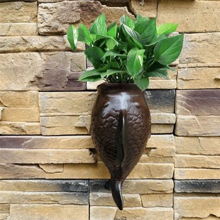 饰 吊盆水培墙上绿萝墙装 壁挂花盆半壁陶瓷创意阳台悬挂式 陶瓷个性