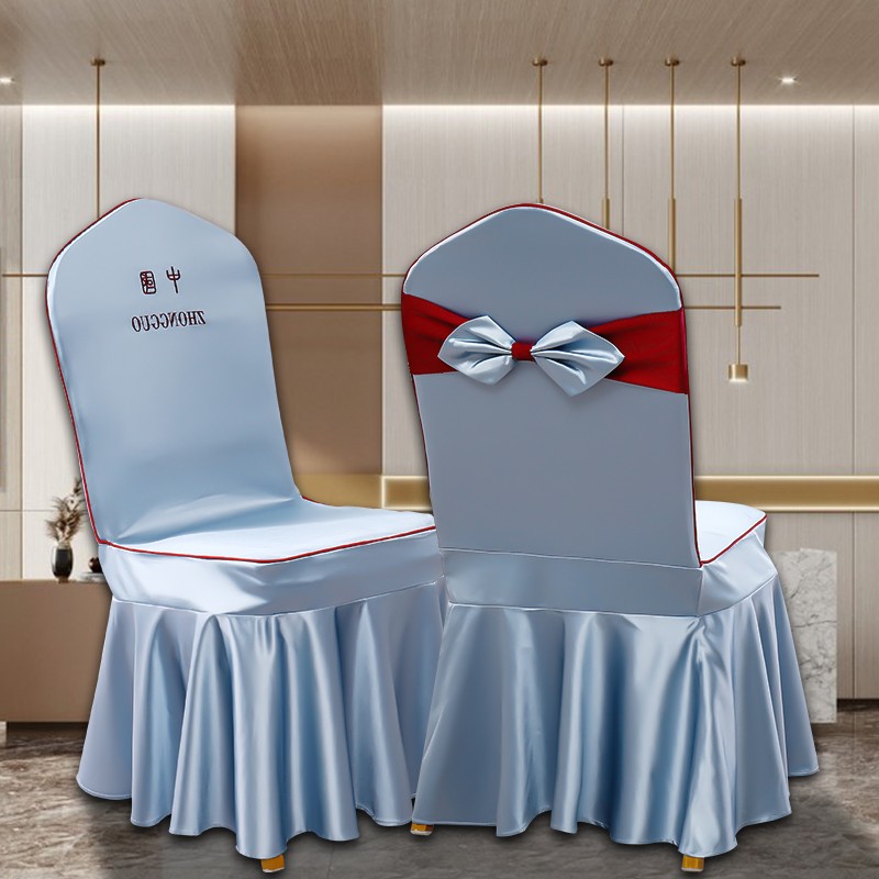 贡缎酒店专用椅套罩餐厅饭店宴会婚庆椅子套会议室通用定做蝴蝶结