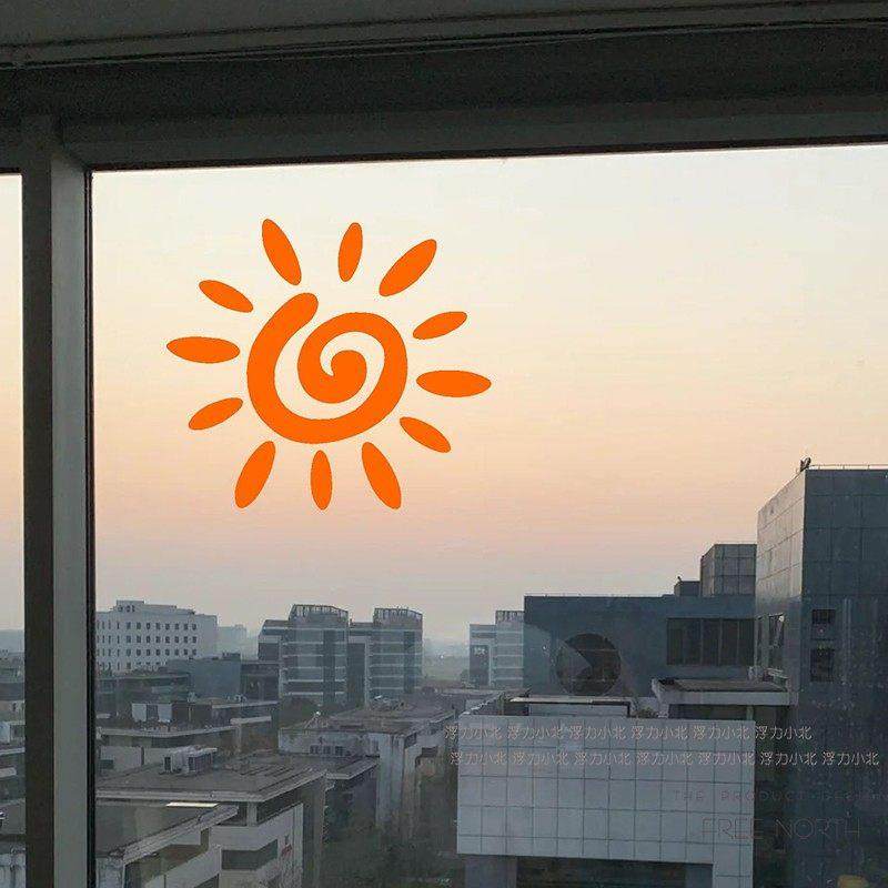 太阳 创意卡通咖啡店玻璃门橱窗装饰幼儿园墙面贴纸 镜子自拍自粘