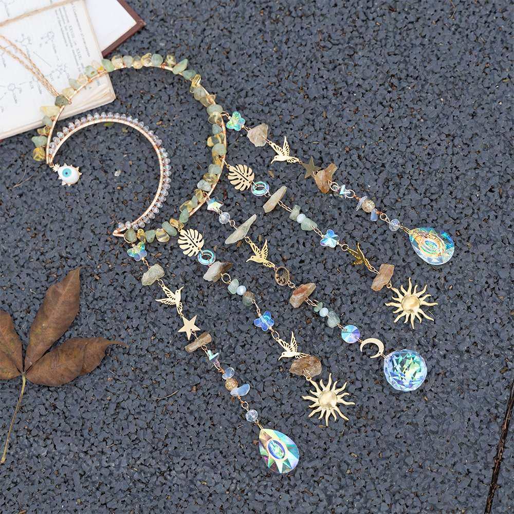 景区热销春季新款 天然碎石捕梦网水晶风铃房间装饰挂件空中吊饰,电子元器件市场,其它元器件,淘宝优惠券,粉丝福利购,淘宝优惠卷