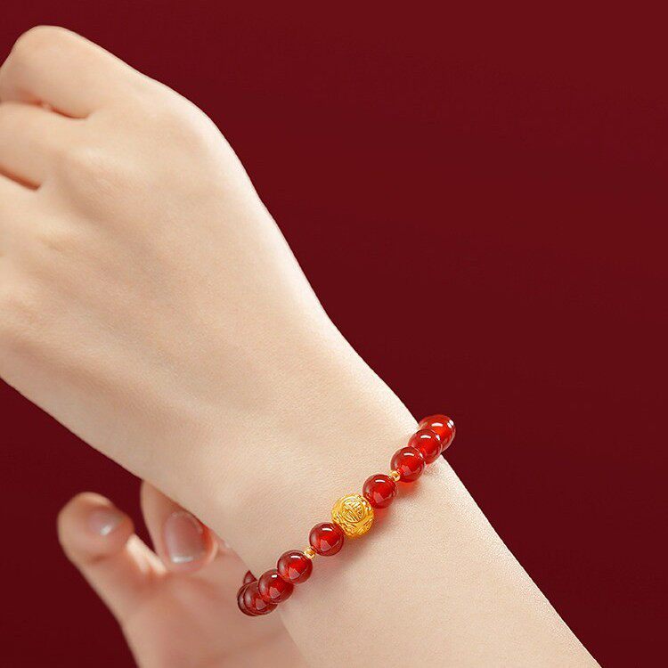 故宫福运手串黄金红玛瑙文创新年本命年生日新婚妇女节礼物